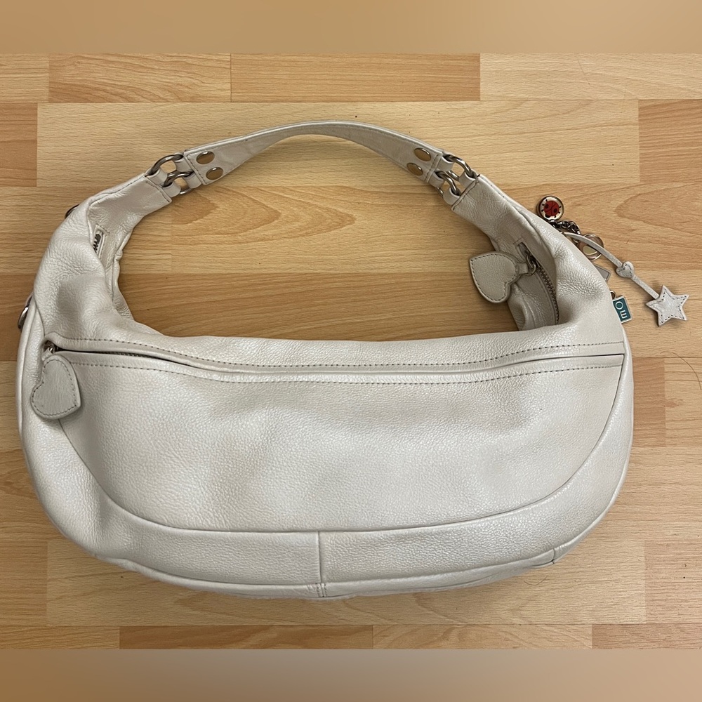 Elliott Lucca Cream Leather Hobo Bag